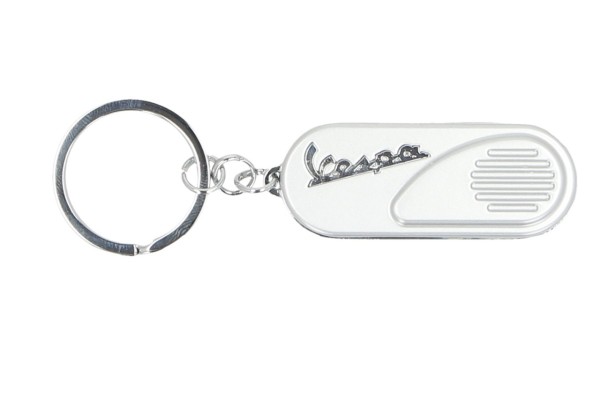 Vespa Schlüsselanhänger, klassische Seitenhaube silber