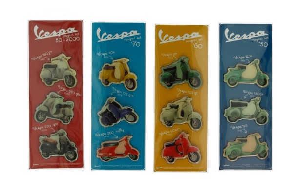 Vespa Magnet Fahrzeuge von 1950 - 2000, 12 Stück