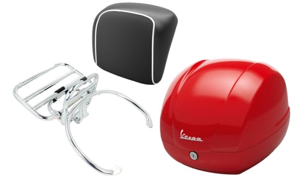 Topcase Kit 36L rot dragon (894), Gepäckträger chrom für Vespa GTS 125/300/310